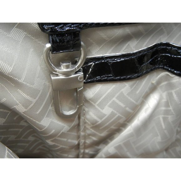 COLE HAAN BLACK Faux CROC PATENT LEATHER LAPTOP SHOULDER TOTE BAG 16"X11"X2.5" - Picture 10 of 13